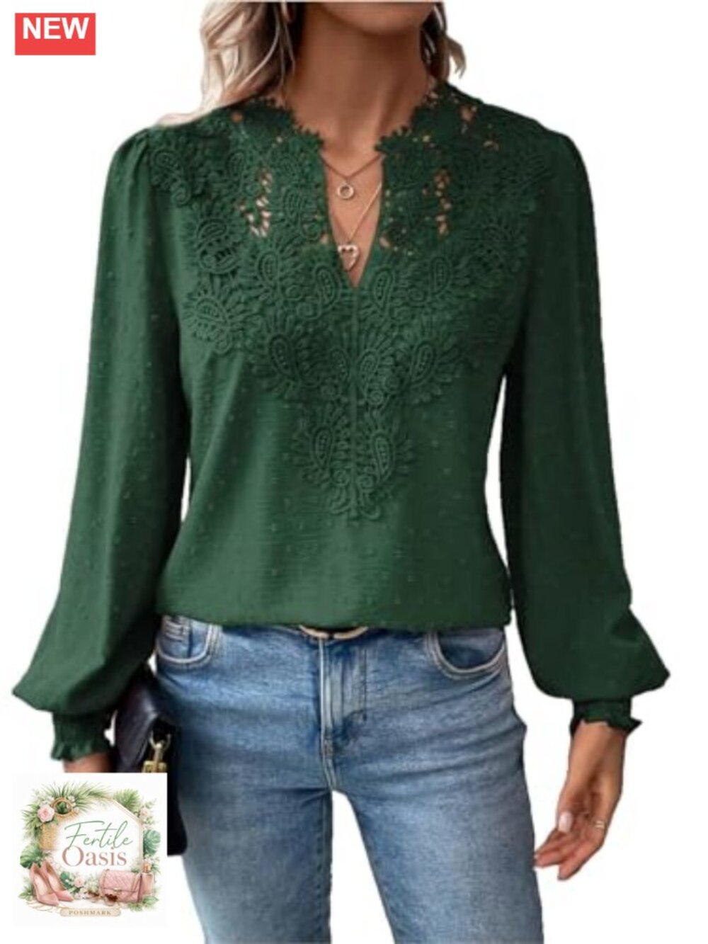 Womens Dressy Lace V Neck Long Sleeve Ruffle Blouse Top Shirt